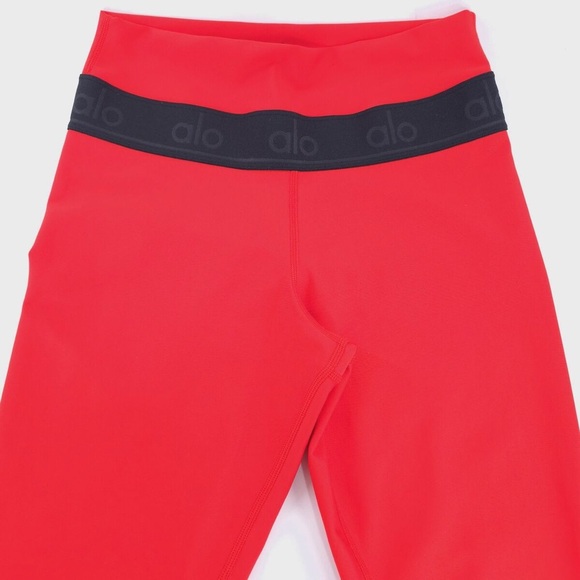 ALO Yoga Leggings Size M High Waisted Tomato Red Logo - Picture 6 of 8